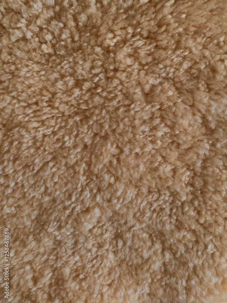 Warm beige fluffy carpet texture with soft, deep-pile fibers, creating a cozy and plush surface for interiors Warm beige fluffy carpet texture with soft, deep-pile fibers, creating a cozy and plush surface for interiors