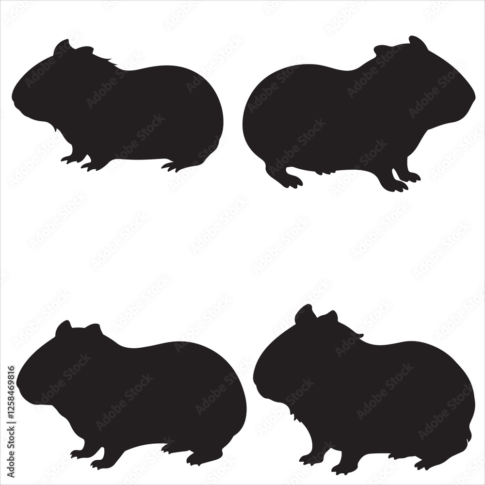 SET OF VECTOR VARIOUS Guinea Pig SILHOUETTES SET OF VECTOR VARIOUS Guinea Pig SILHOUETTES