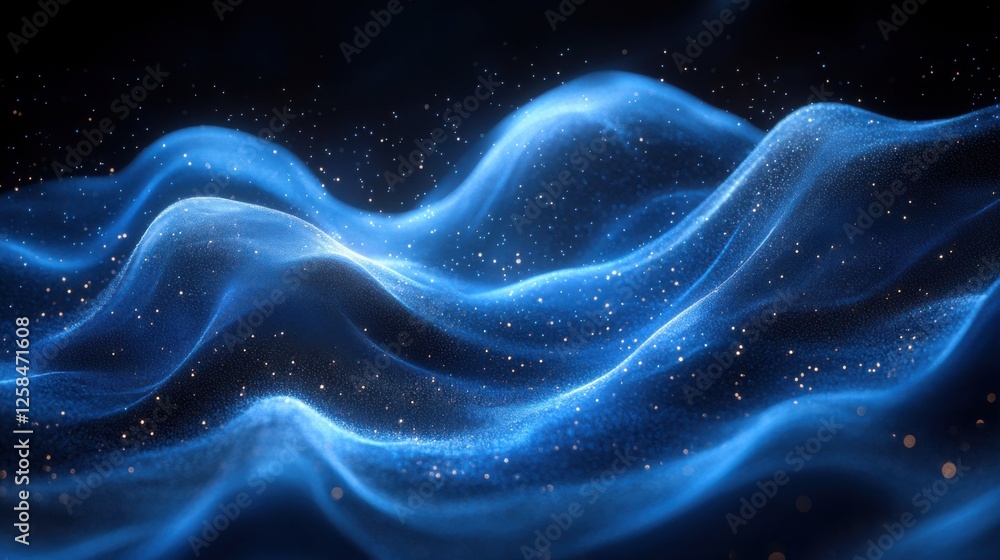 Obraz premium Photo of Blue Background with Wavy Lines for Design, Featuring White Space in the Center for Text. Ideal for Banner Templates and Digital Projects. Abstract Minimalist Wallpaper.