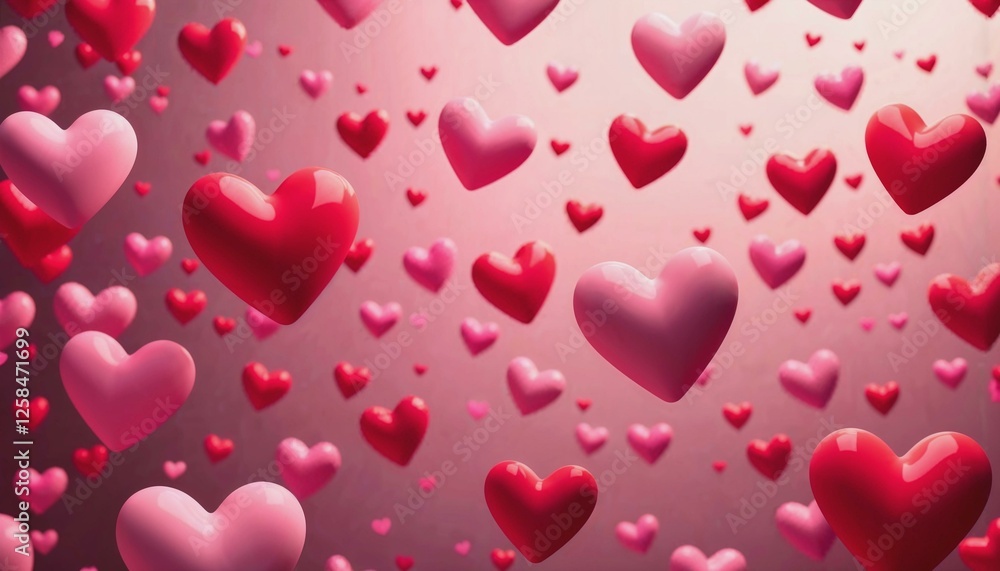 Conceptual artistic visualization of Valentine's Day with cascading hearts Conceptual artistic visualization of Valentine's Day with cascading hearts