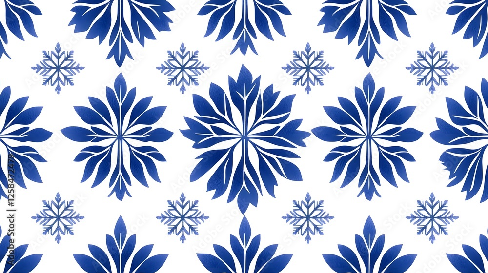 Intricate Blue Floral Pattern on a White Background for Design Intricate Blue Floral Pattern on a White Background for Design