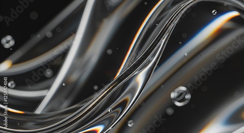 Abstract Futuristic Holographic Background – Macro Shot of Liquid Refraction and Light Distortion on a Dark Surface