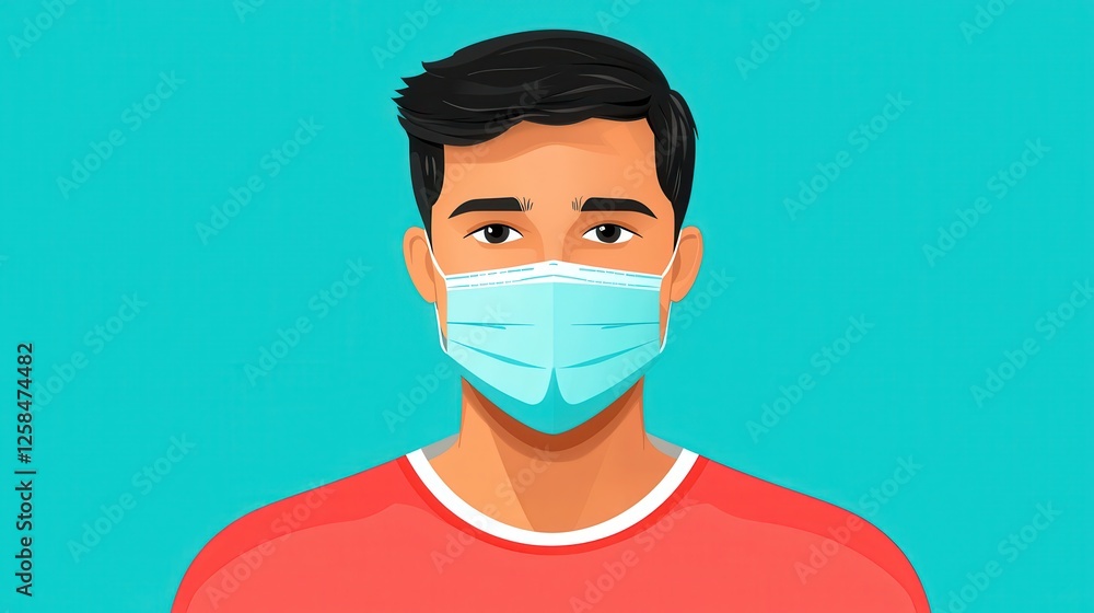 Asian male patient in dimly lit clinic faces health risks from pollution and dust Asian male patient in dimly lit clinic faces health risks from pollution and dust