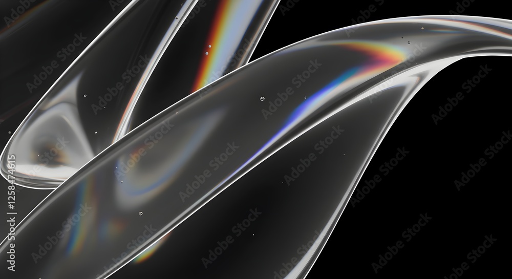 Obraz premium Abstract Futuristic Holographic Background – Macro Shot of Liquid Refraction and Light Distortion on a Dark Surface