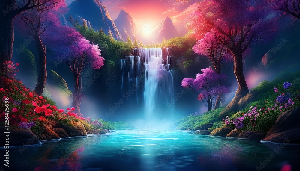 Naklejka premium fantasy landscape and clouds