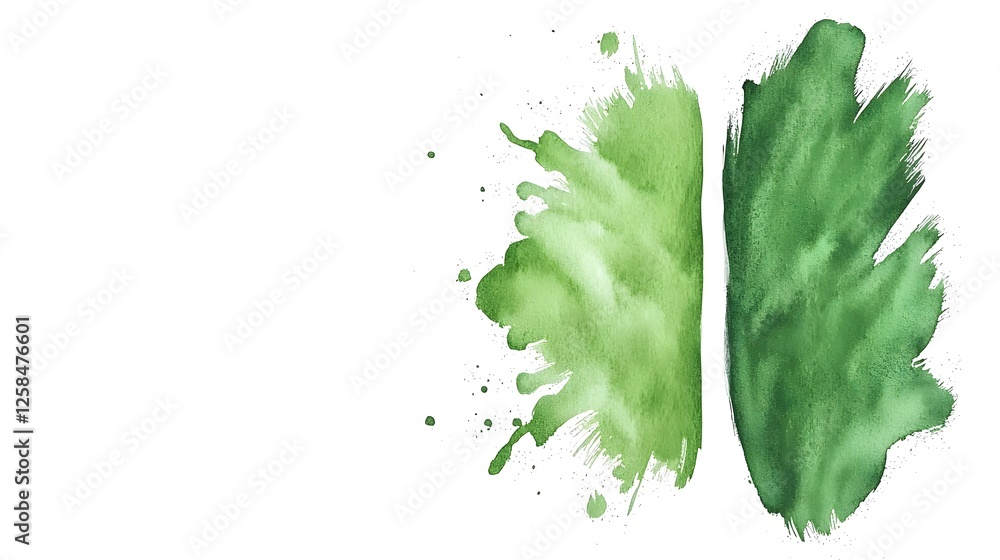 Abstract Green Watercolor Splash with Broad Brush Strokes and Texture Abstract Green Watercolor Splash with Broad Brush Strokes and Texture
