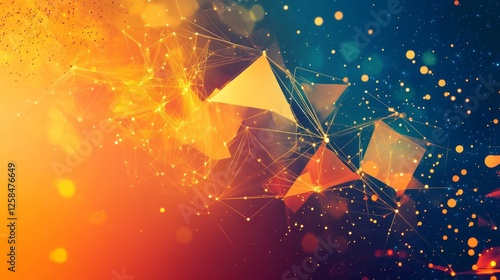 Abstract Geometric Shapes With Golden Hues And Vibrant Color Explosion Design Concept Perfect For Digital Art Or Graphic Design Illustrative Art For Modern Backgrounds Or Graphic Design Elements