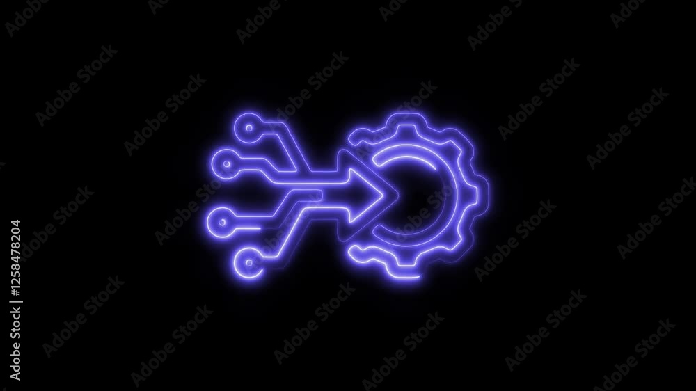 Glowing neon processing icon isolated on black background. HD Video motion graphic animation Glowing neon processing icon isolated on black background. HD Video motion graphic animation