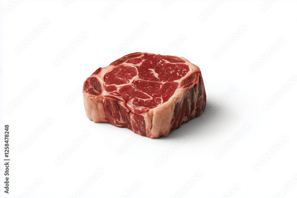 Fresh Ribeye Steak on White Background Fresh Ribeye Steak on White Background
