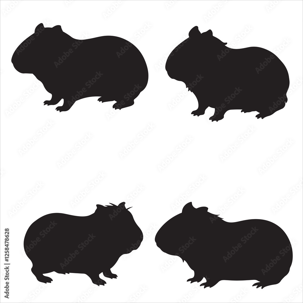 SET OF VECTOR VARIOUS Guinea Pig SILHOUETTES SET OF VECTOR VARIOUS Guinea Pig SILHOUETTES