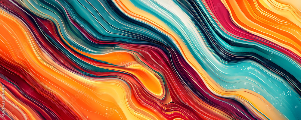 Fototapeta premium Abstract Colorful Swirling Liquid Paint Texture Background Image