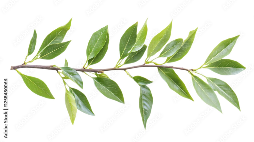 Fresh branch with separated leaves on transparent background Fresh branch with separated leaves on transparent background