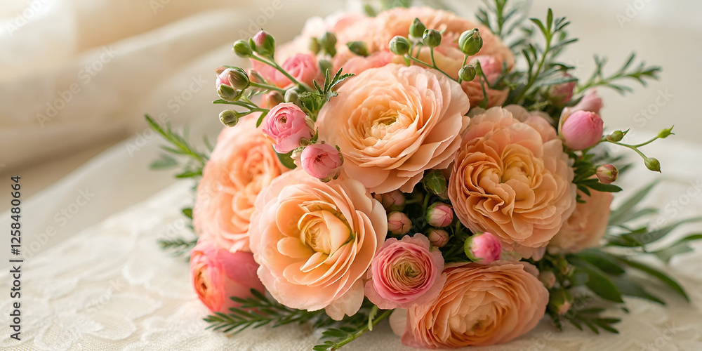 Beautiful Peach And Pink Floral Arrangement Bouquet of Flowers and Roses with Beautiful Peach And Pink Floral Arrangement Bouquet of Flowers and Roses with
