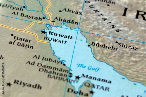 world map of middle east gulf kuwait and qatar countries
