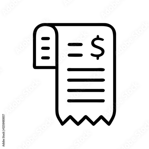 shopping receipt icon, minimalist design