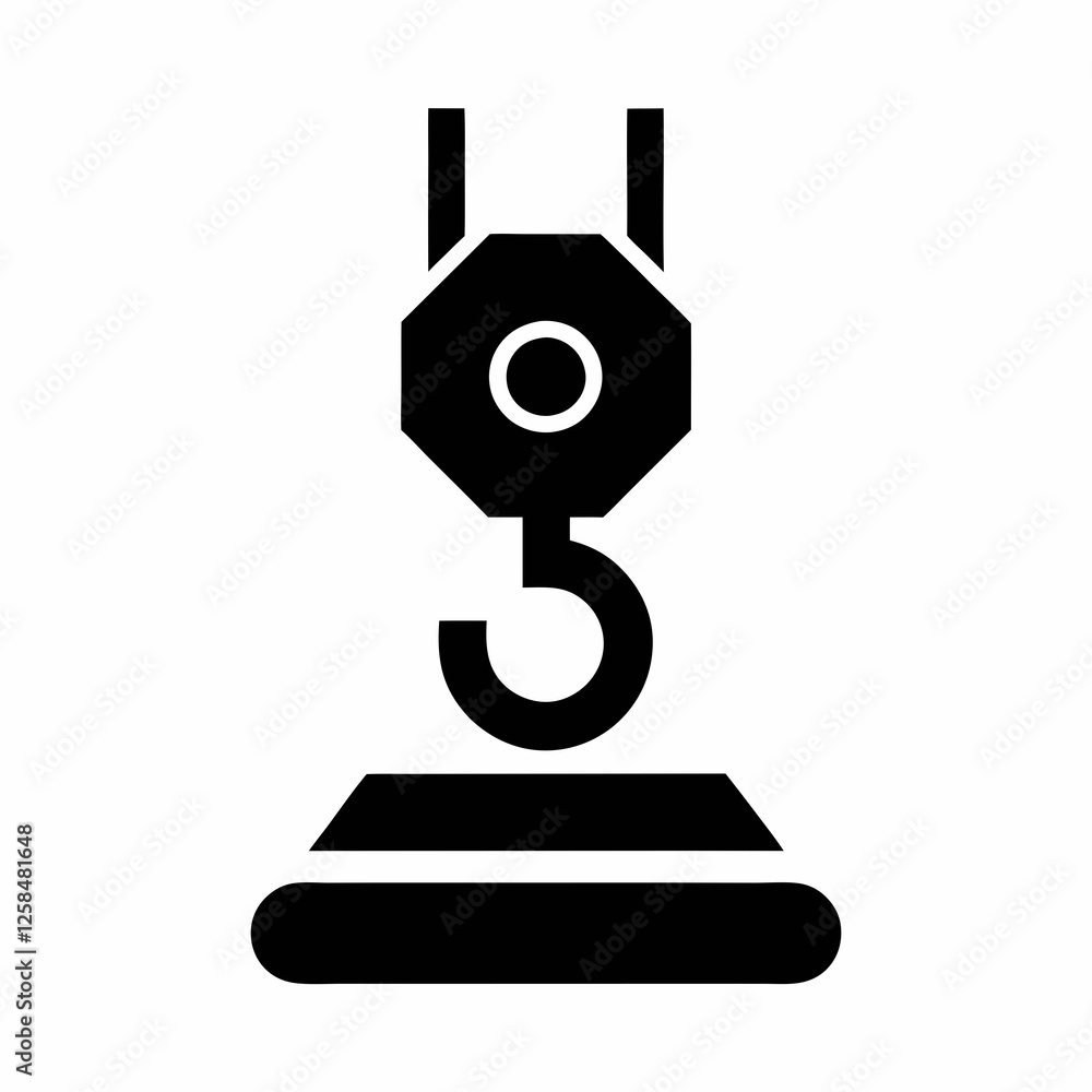 Minimalist Crane Hook Icon for Industrial and Construction Branding. Minimalist Crane Hook Icon for Industrial and Construction Branding.