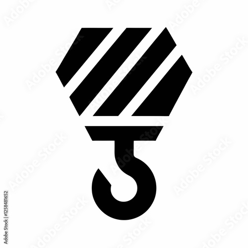 Minimalist Crane Hook Icon for Industrial and Construction Branding.