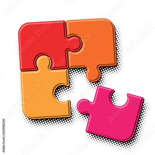 Puzzle pieces set, metaphor for teamwork, recruiting staff for the team. Vector puzzle jigsaw for text lettering on transparent background.