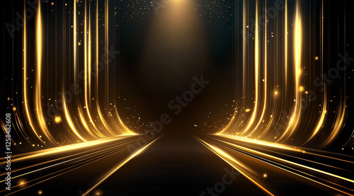 Black and gold luxury dynamic wavy lines abstract background, spatial and athletic abstract background for modern digital design and video backgrounds