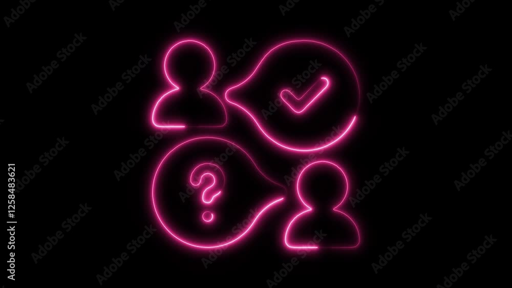 Glowing neon quiz icon isolated on black background. HD Video motion graphic animation Glowing neon quiz icon isolated on black background. HD Video motion graphic animation