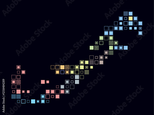 Bermuda, shape of the country build of colored cells. Digital style map of the Bermuda on dark background. Large size square blocks. Awesome vector illustration.
