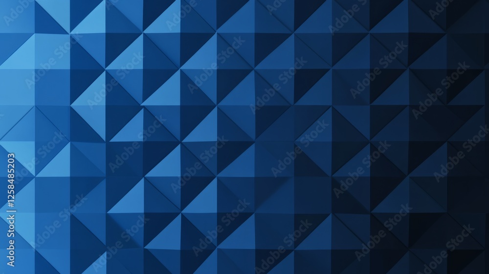 Fototapeta premium Gradient tiles in a triangular pattern, ranging from dark blue to light blue. generative ai