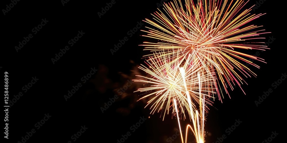 Fireworks exploding in the night sky with a kaleidoscope of colorful shades, radiant colors, dynamic visuals Fireworks exploding in the night sky with a kaleidoscope of colorful shades, radiant colors, dynamic visuals