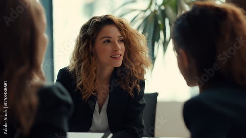 Meeting and business women for talking, discussion and consulting for online proposal