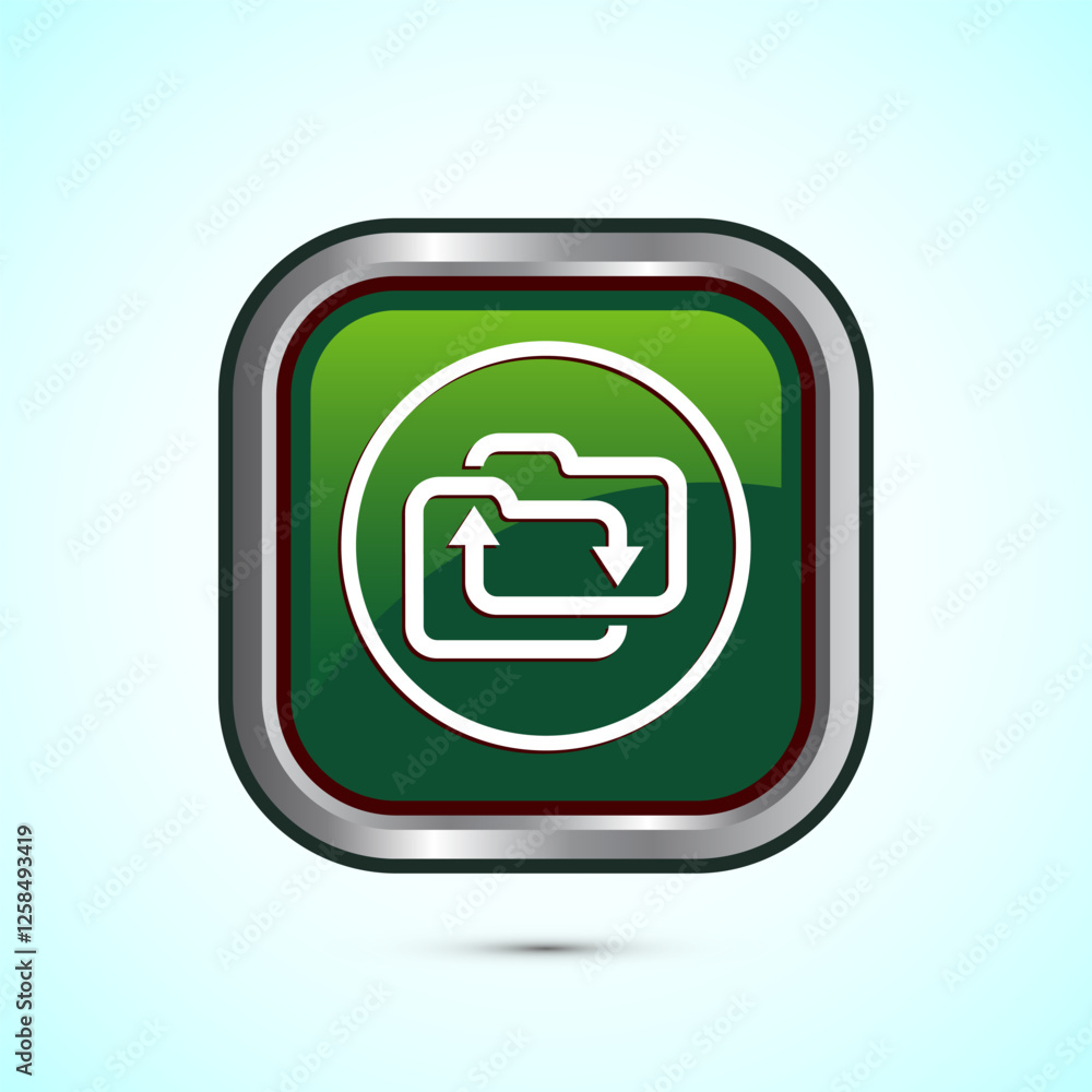 Data exchange icon design illustration, Data transfer sign for apps and websites, Green color square button design