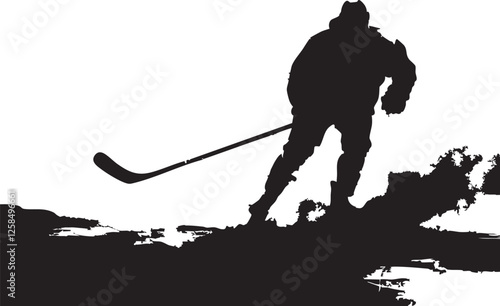 hokey player playing silhouette
