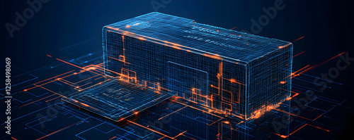 Wallpaper Mural Digital Data Cube, Network Architecture Illuminates High-Speed Data Transfer, Enhancing Connectivity Globally Torontodigital.ca