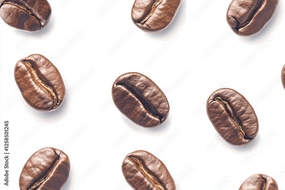 Coffee beans pattern on a white background minimalist food Coffee beans pattern on a white background minimalist food