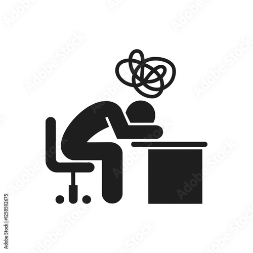 Desk Worker Mental Stress Icon