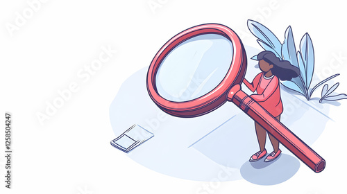 Wallpaper Mural Magnifying Glass, Person Exploring Details Carefully, Discovering Hidden Information with Intrigue and Focus. Torontodigital.ca