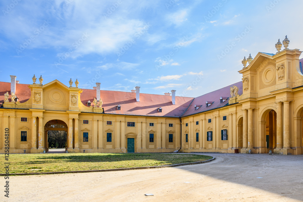 Fototapeta premium Lednice Castle complex, UNESCO World Heritage site in the South Moravia region in Lednice, Czech Republic