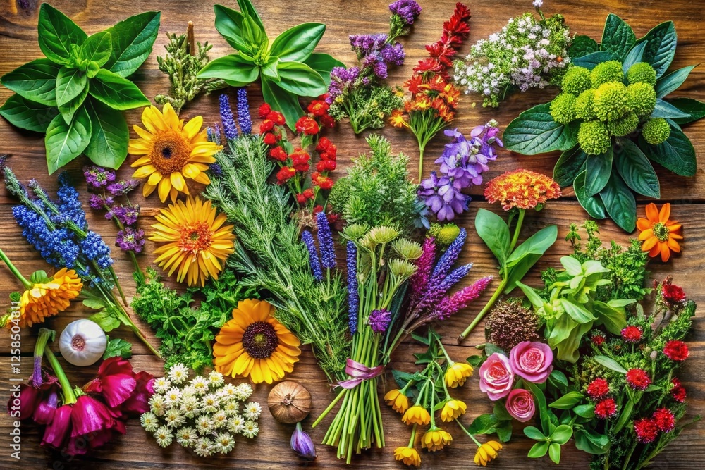 Obraz premium Vibrant Herbal Illustration Print - Botanical Home Decor Art