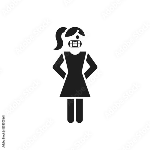 Angry Girl Standing Icon