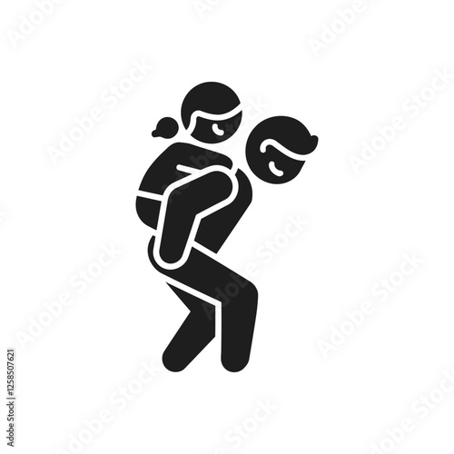 Piggyback Child Carry Action Icon