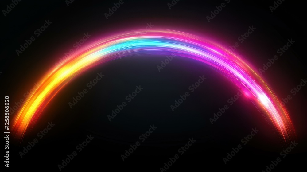Colorful Glowing Arc Spectrum on Dark Backdrop Scene Colorful Glowing Arc Spectrum on Dark Backdrop Scene