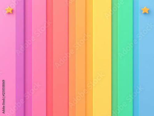 Pastel Rainbow Color Stripes Composition with Stars Minimalist Aesthetic Wall Display Backdrop Design photo