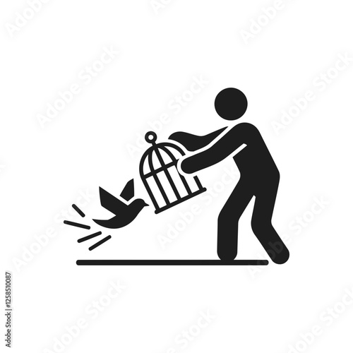 Bird Freedom Release Cage Icon