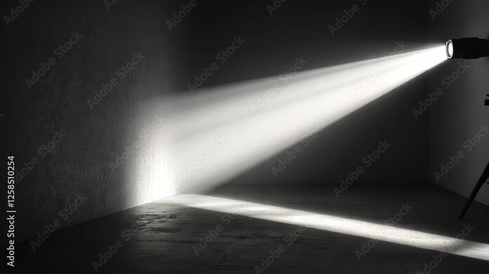 Spotlight illuminates a dark room creating dramatic shadows and contrast Spotlight illuminates a dark room creating dramatic shadows and contrast