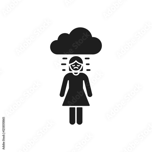 Female Depression Dark Cloud Icon