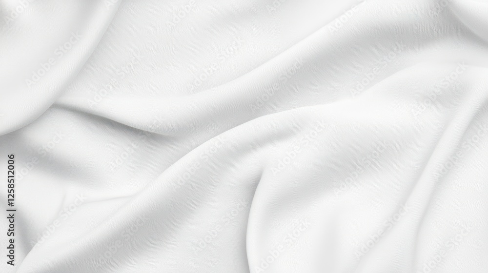 Fototapeta premium Soft, elegant white fabric drapes gracefully, creating a serene and calming atmosphere. Ideal for backgrounds, textiles, or creative projects.