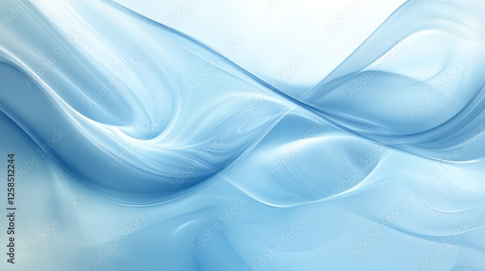 Obraz premium Soft, flowing waves in serene shades of blue create a calming and tranquil atmosphere, perfect for backgrounds and artistic projects.