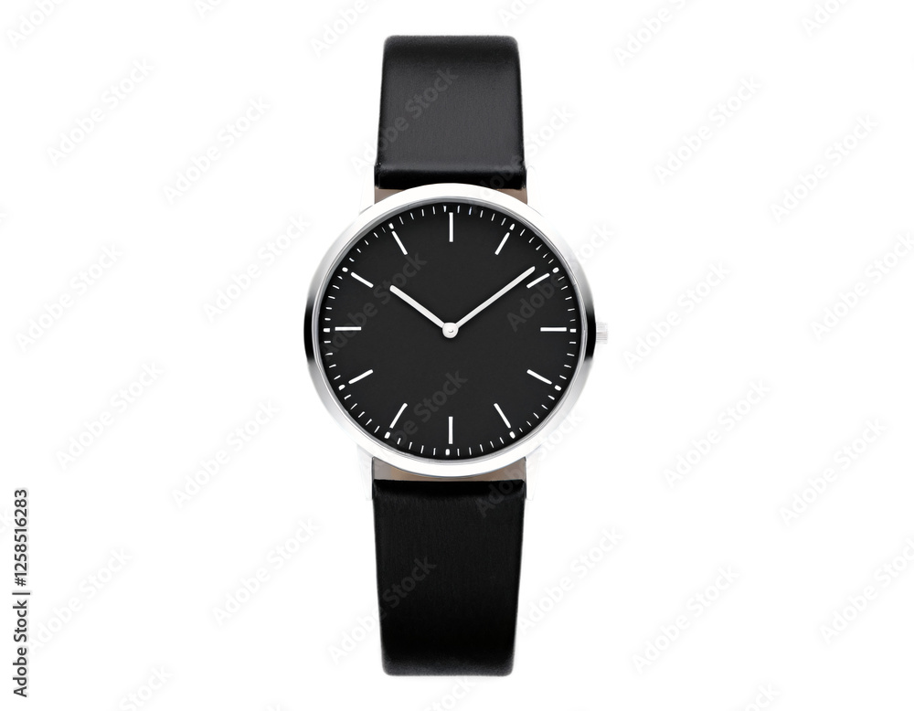 Minimalist Black Wristwatch on Transparent Background Minimalist Black Wristwatch on Transparent Background