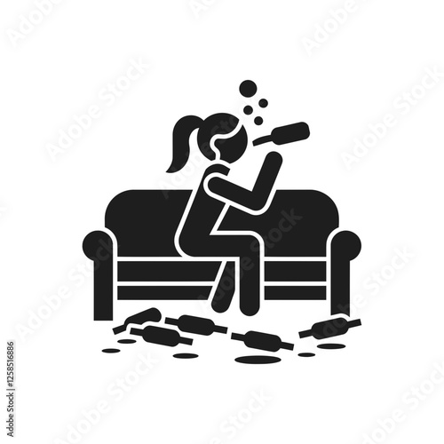 Drinking Alone on Couch Icon