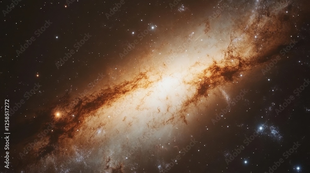 Magnificent Spiral Galaxy View with Warm Hues and Stellar Brilliance Magnificent Spiral Galaxy View with Warm Hues and Stellar Brilliance