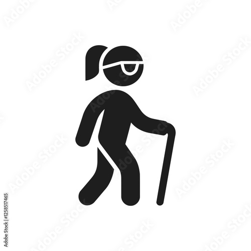 Blind Woman Walking Icon