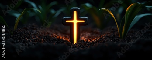 Resilient Faith A Symbol of Hope Emerging Amidst Earth and Growth Signifying Endurance of Belief